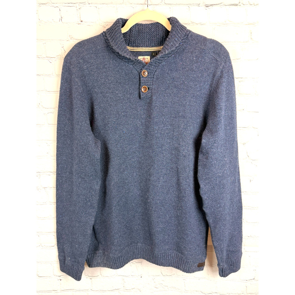 TED BAKER LONDON blue cotton wool blend knit button mens sweater pullover L (4)